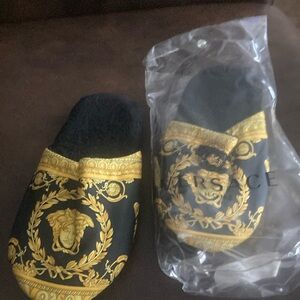 Versace Black and Gold Women's Slippers
